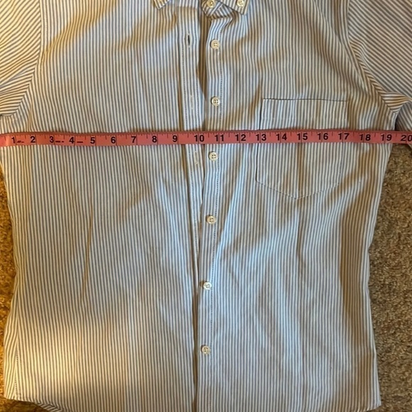 MGWDT Pinstriped Oxford Button Down Long Sleeved Collared Blouse - Picture 6 of 10